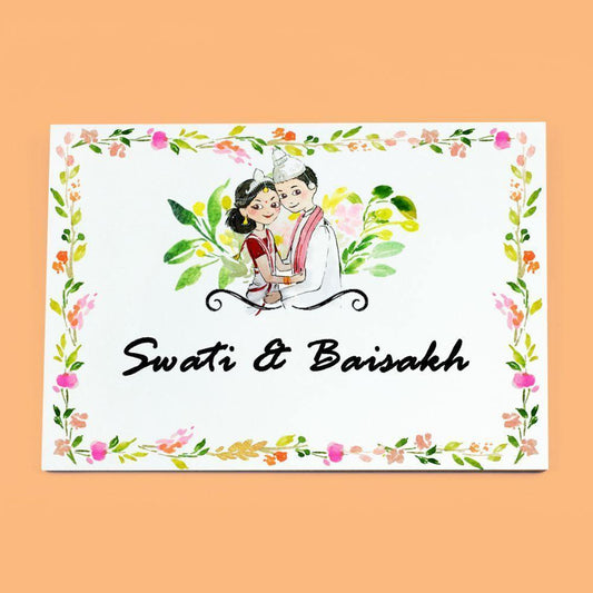 Happy Couple - Hand-painted Customized Name Plate - Rectangle