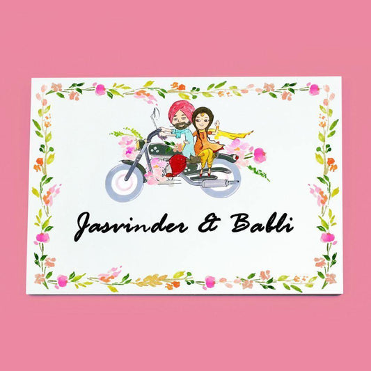 Lovely Couple - Hand-painted Customized Name Plate - Rectangle