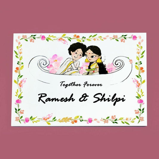 Boat Couple - Hand-painted Customized Name Plate - Rectangle