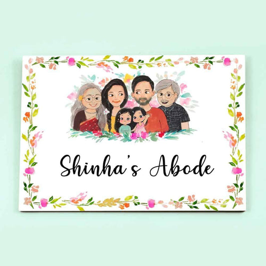 Hand-painted Customized Name Plate - Family of 6 - Rectangle