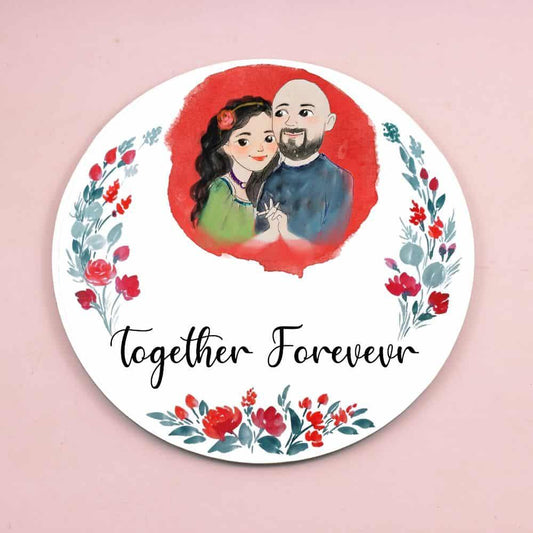 Together Partners - Hand-painted Customized Name Plate - Round