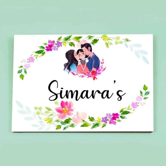 Hand-painted Cute Family Name Plate - Rectangle