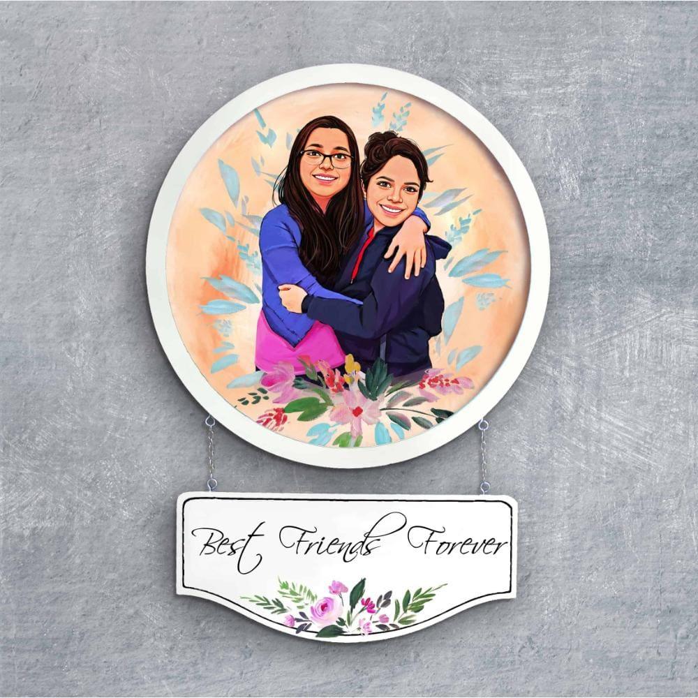 Photo Caricature Nameplate - Family Time - Floral Bliss