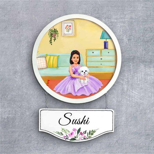 Photo Caricature Nameplate - Picture Perfect - Cozy Living Room