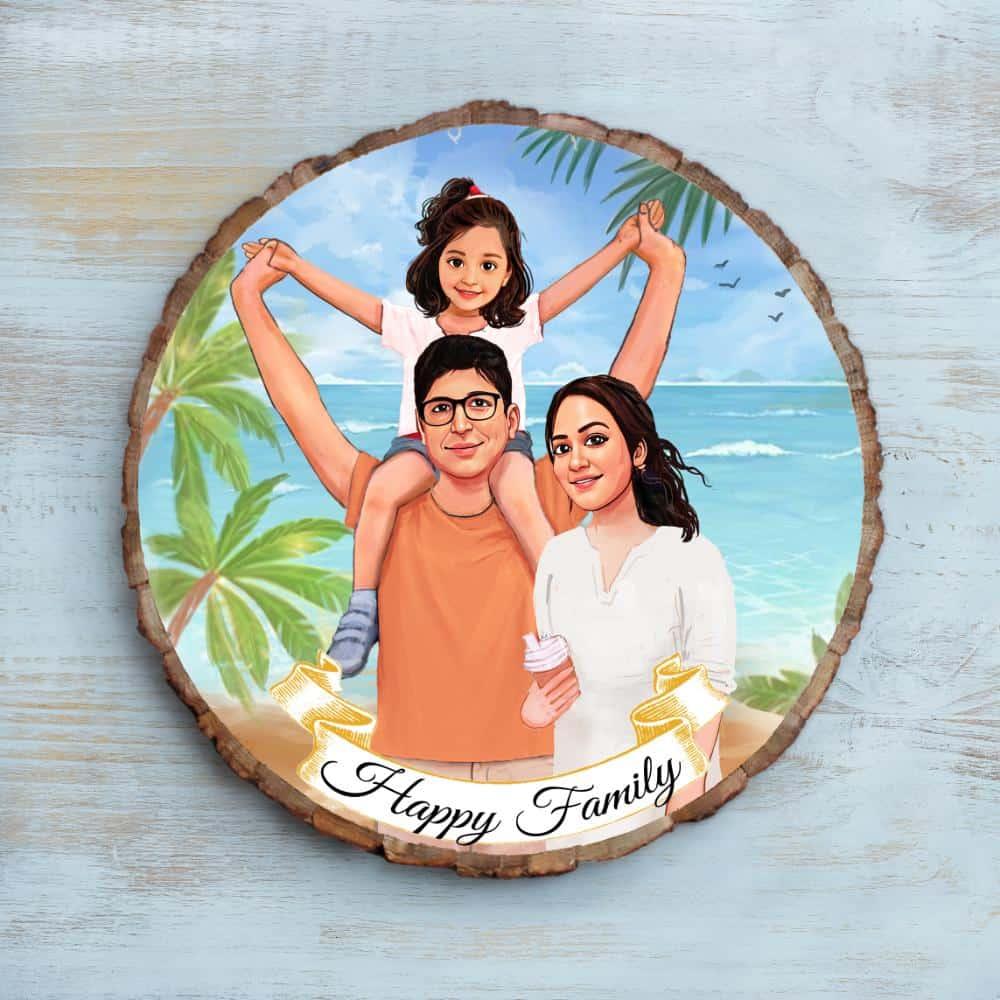 Photo Caricature Nameplate - Family Time - Tropical Oasis