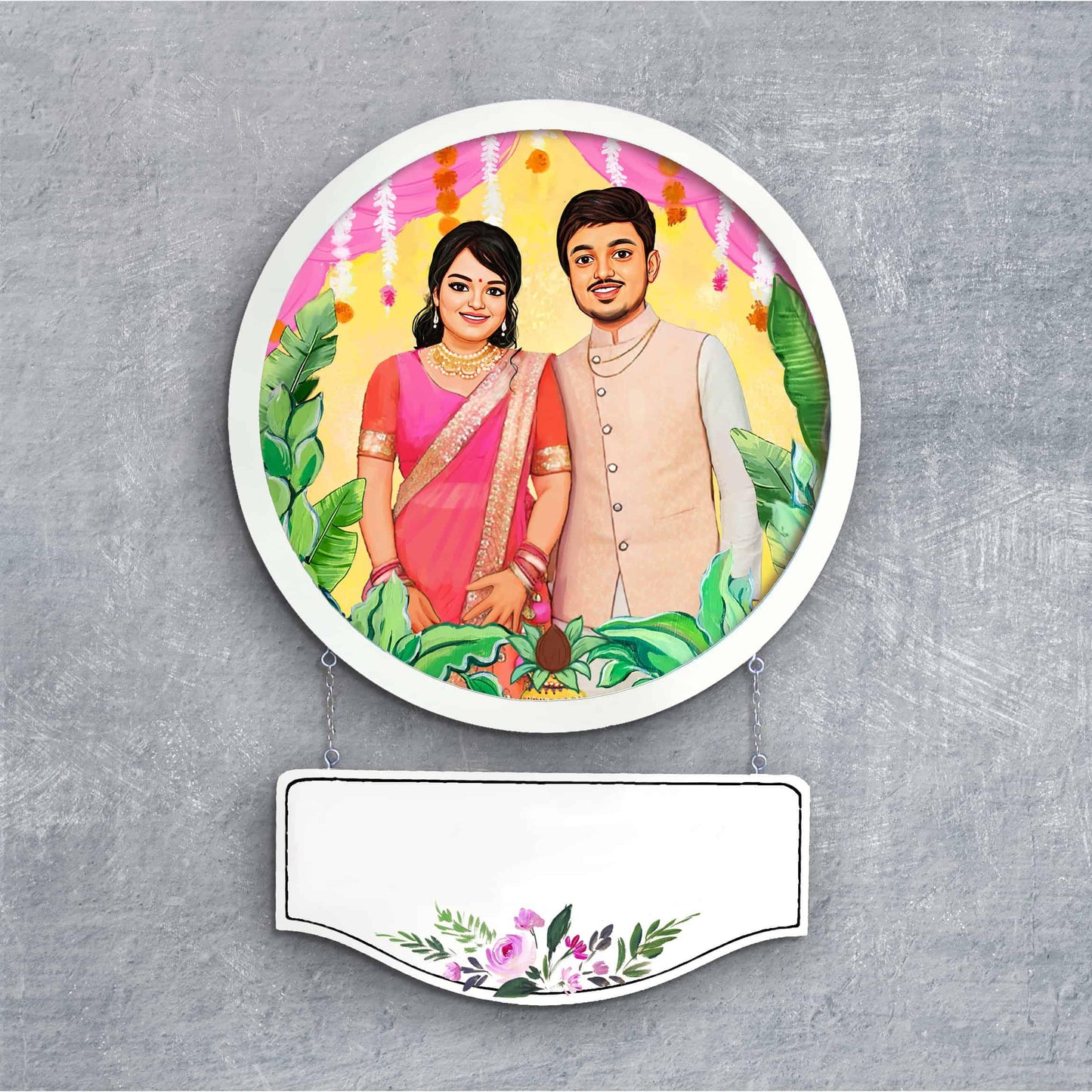 Photo Caricature Nameplate - Sweet Couple - Marigold Magic