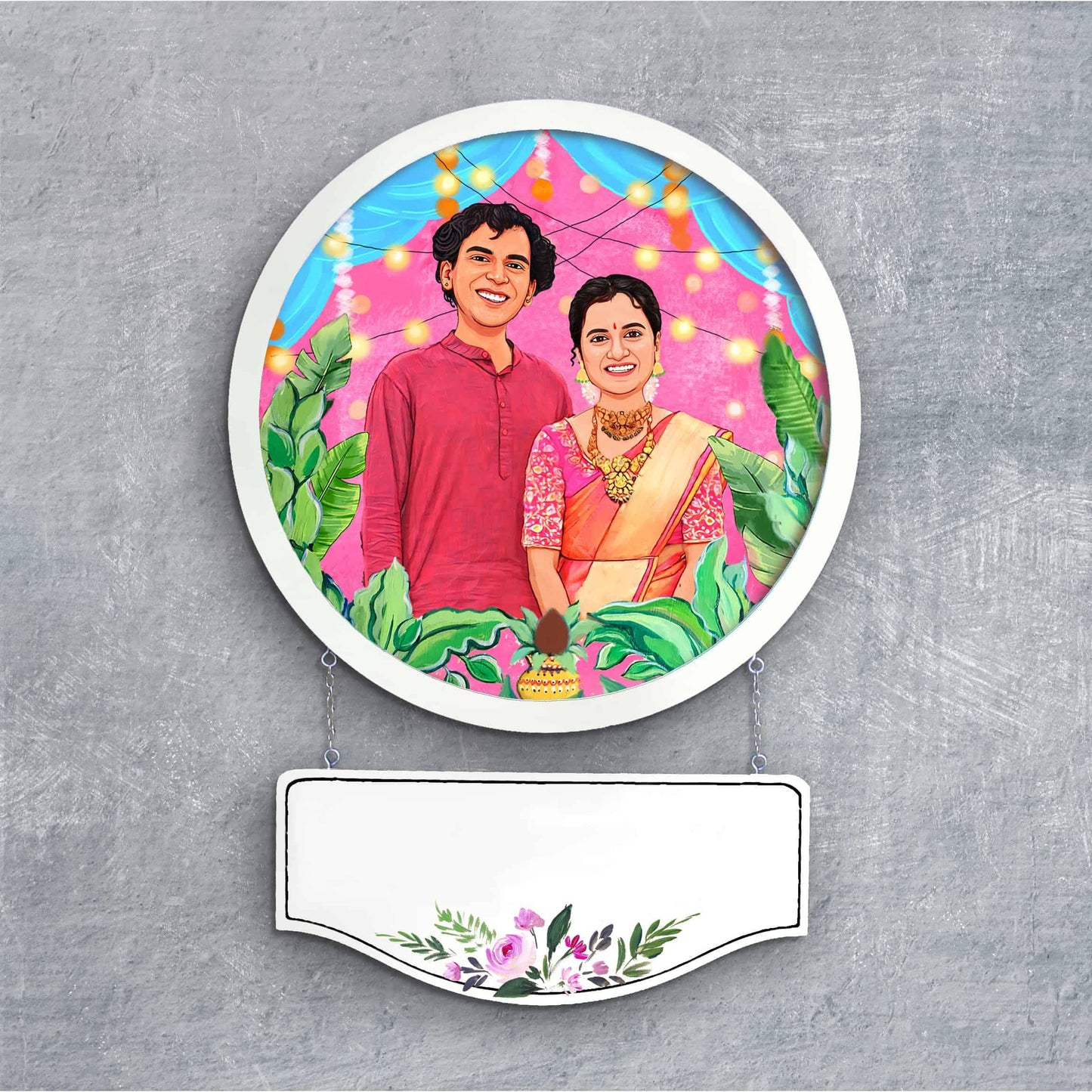 Photo Caricature Nameplate - Sweet Couple - Festive Season