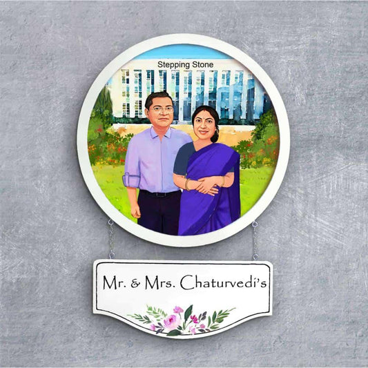 Photo Caricature Nameplate - Sweet Couple - Mom & Dad