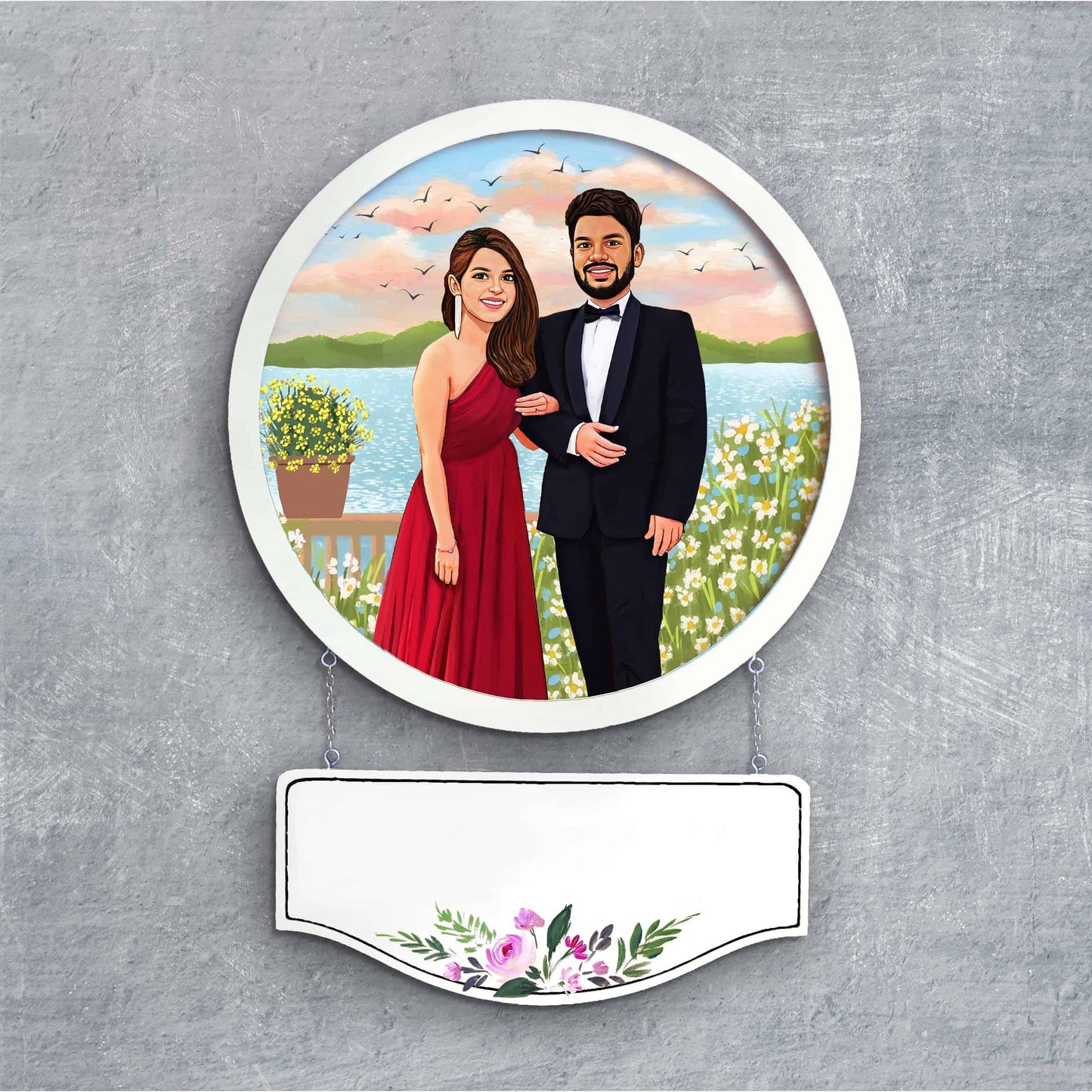 Photo Caricature Nameplate - Couple Goal - Scenic Click