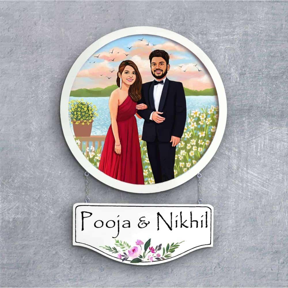 Photo Caricature Nameplate - Couple Goal - Scenic Click