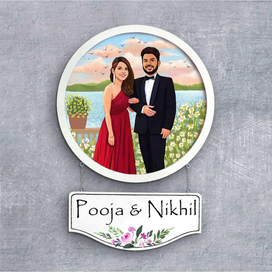 Photo Caricature Nameplate - Couple Goal - Scenic Click