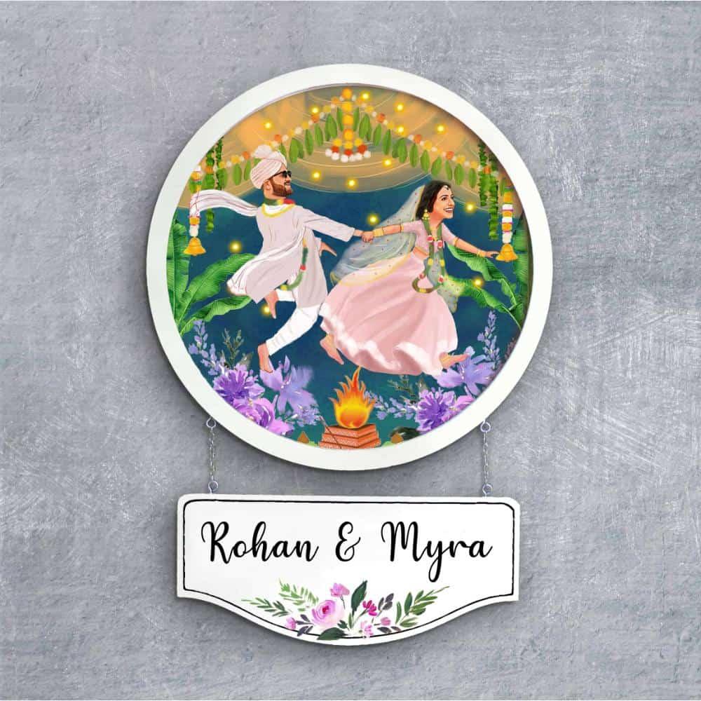 Photo Caricature Nameplate - Wedding Couple - Eternal Vows