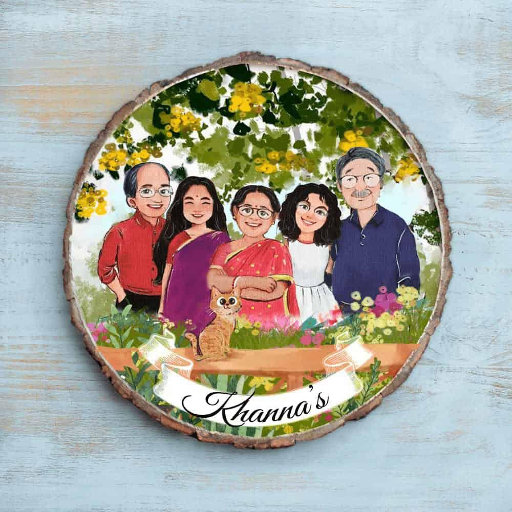 Photo Caricature Nameplate - Family Time - Picnic