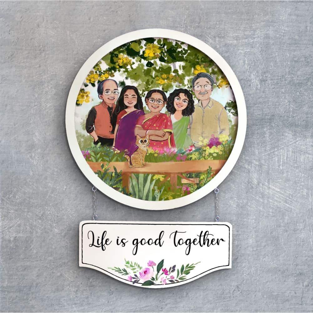 Photo Caricature Nameplate - Family Time - Picnic