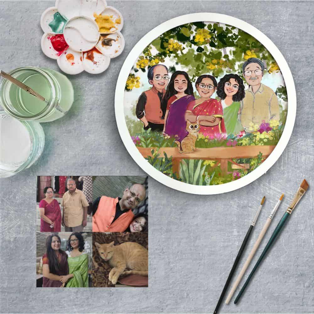 Photo Caricature Nameplate - Family Time - Picnic