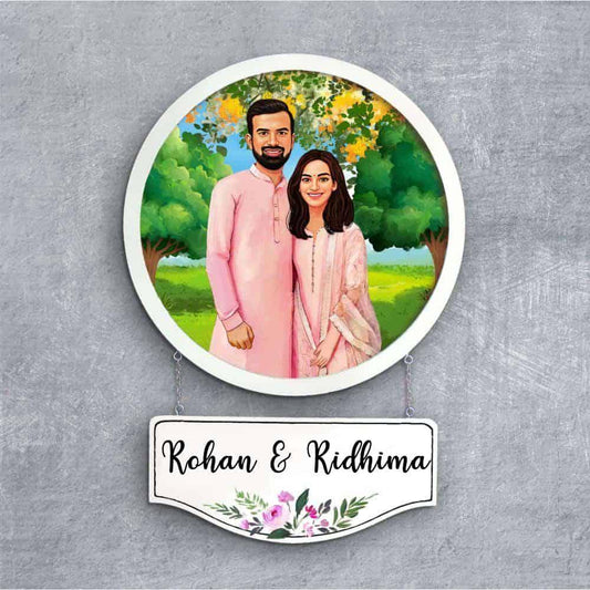 Photo Caricature Nameplate - Wedding Couple - Forever in Nature