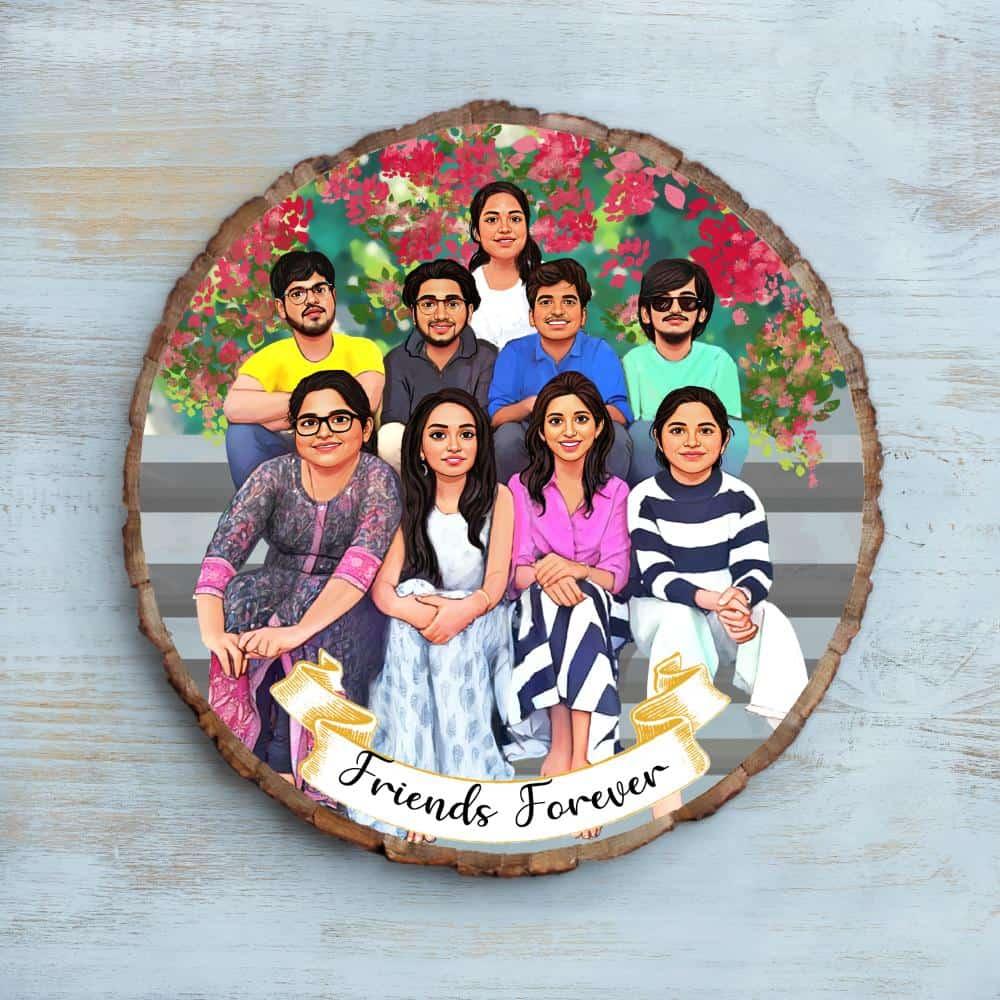 Photo Caricature Nameplate - Family and Friends - Blooming Memories