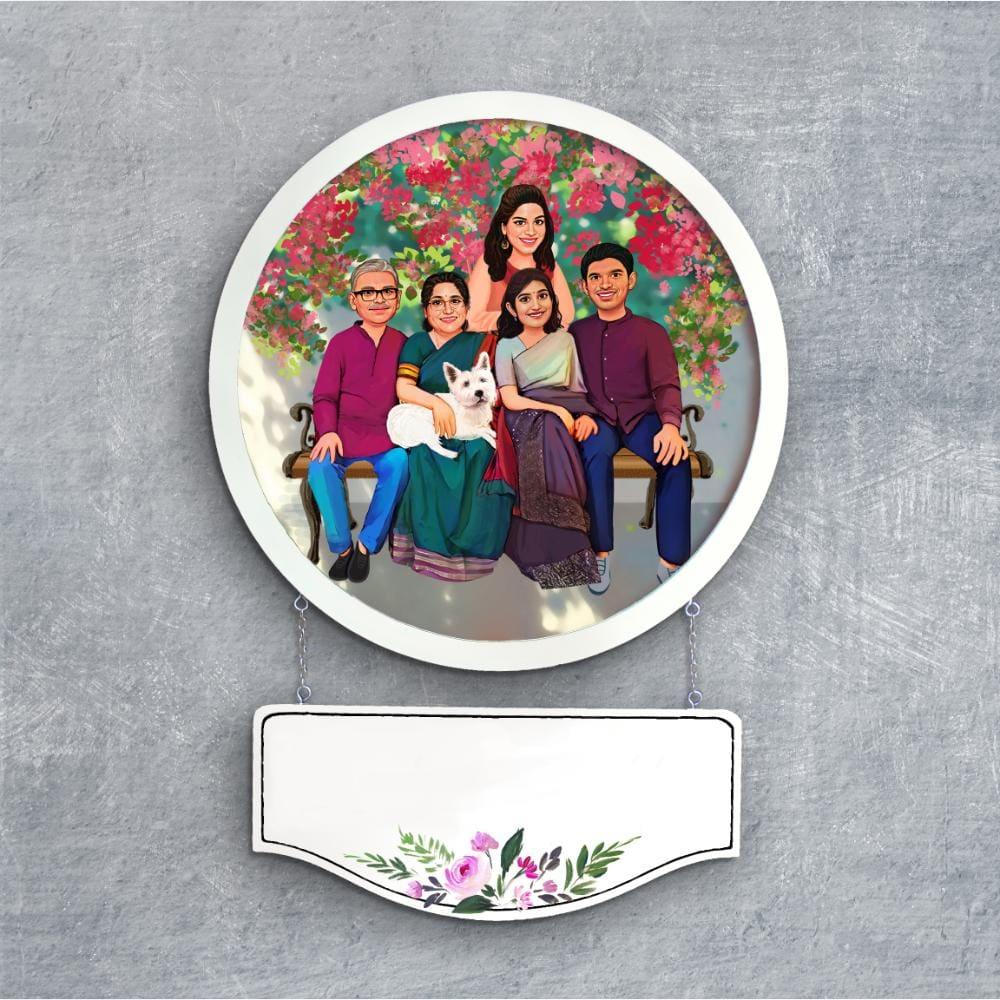 Photo Caricature Nameplate - Family and Friends - Blooming Memories