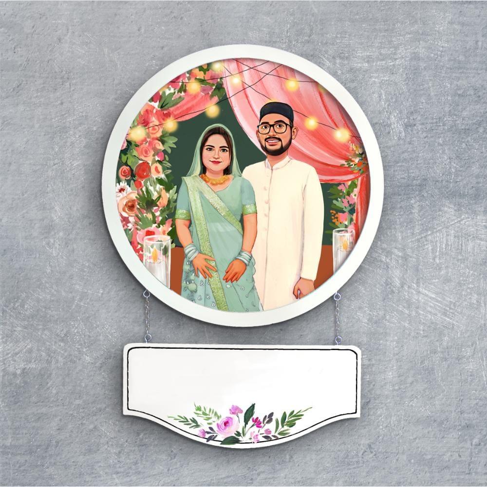 Photo Caricature Nameplate - Sweet Couple - Twinkling Togetherness