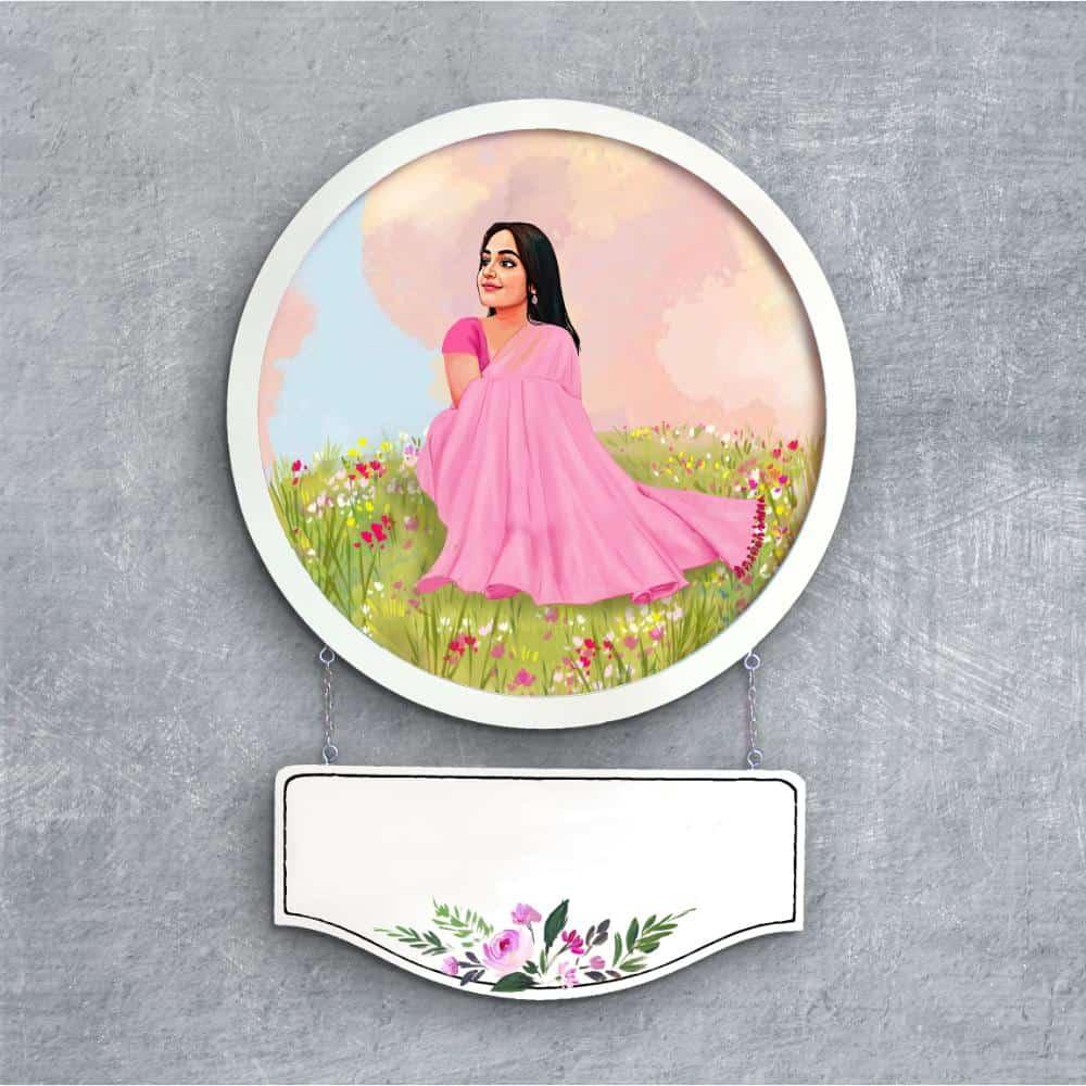 Photo Caricature Nameplate - Picture Perfect - Sitting Pretty