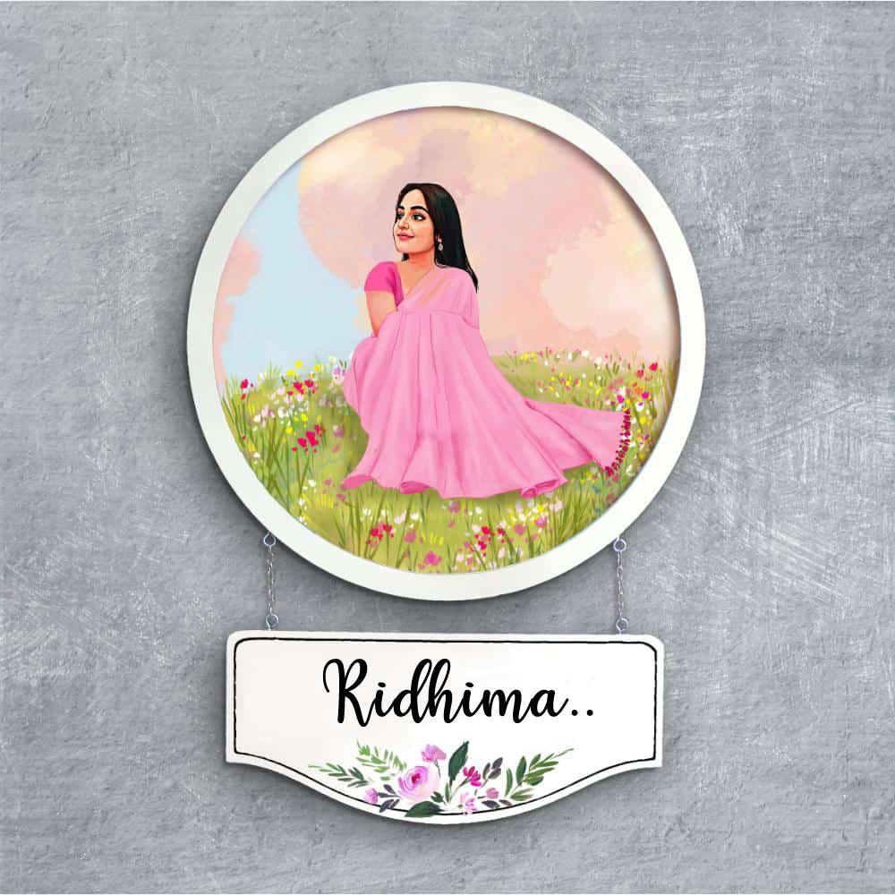 Photo Caricature Nameplate - Picture Perfect - Sitting Pretty