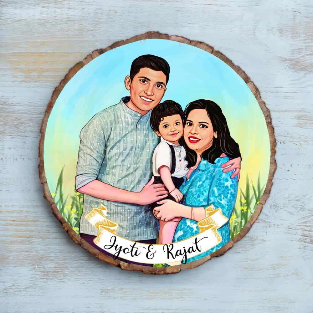 Photo Caricature Nameplate - Family Time - Field of Memories