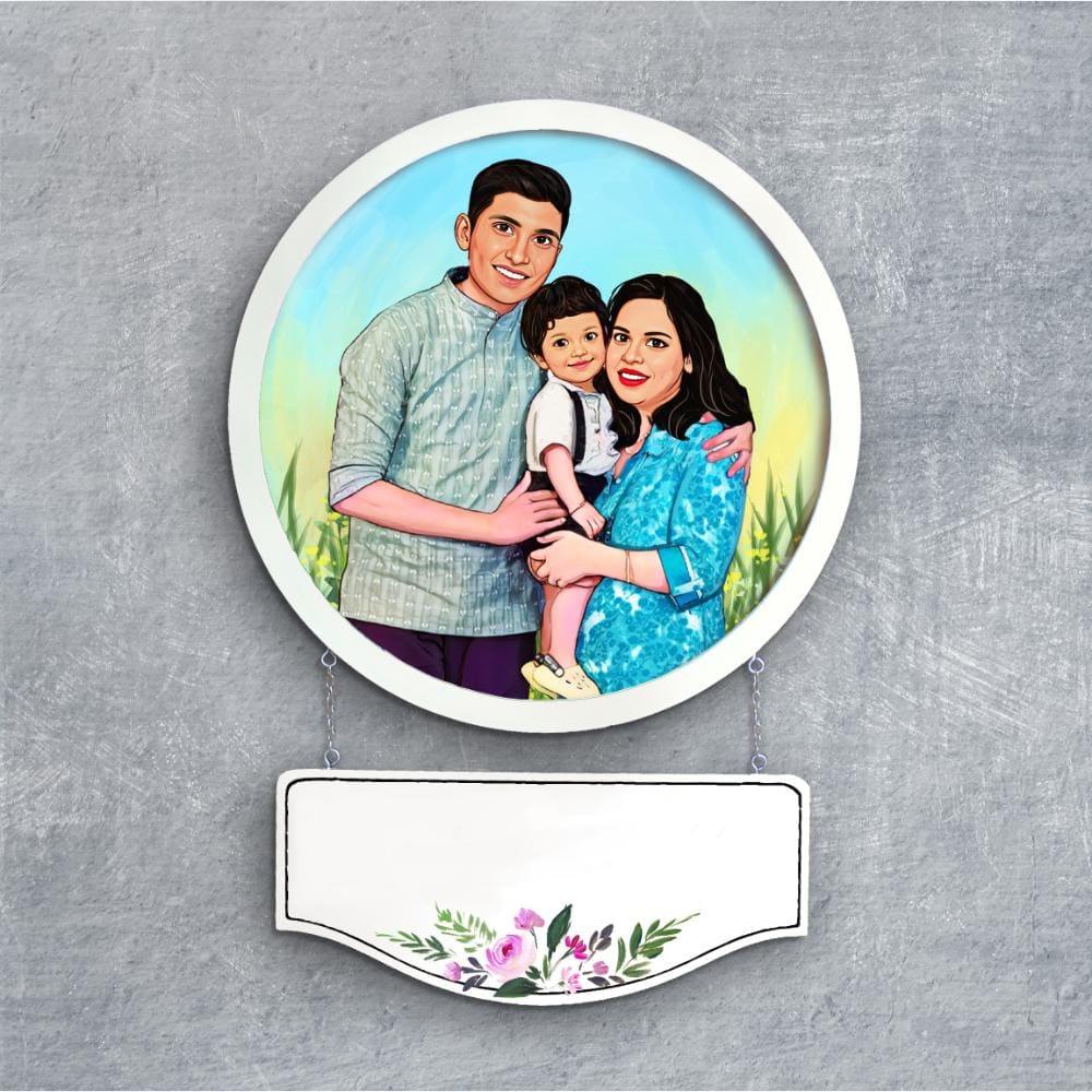 Photo Caricature Nameplate - Family Time - Field of Memories