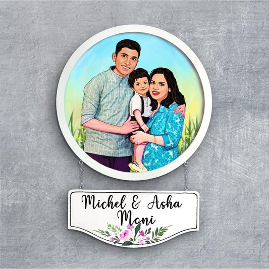 Photo Caricature Nameplate - Family Time - Field of Memories