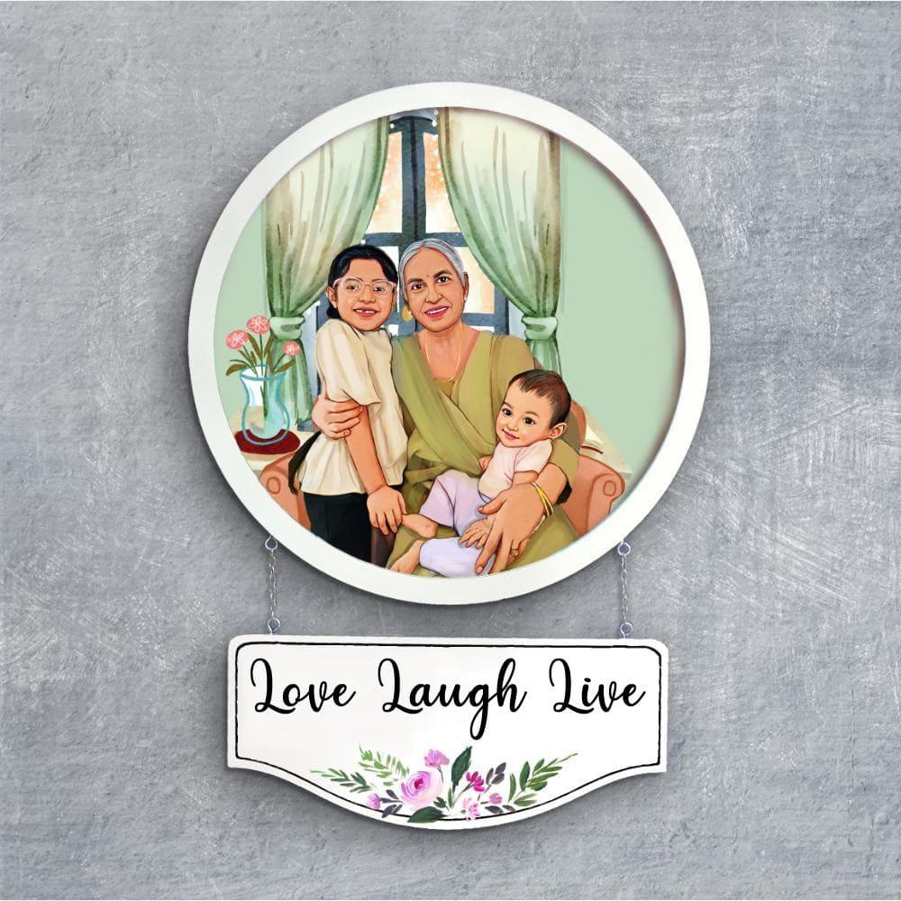 Photo Caricature Nameplate - Family Time - Grandma's World