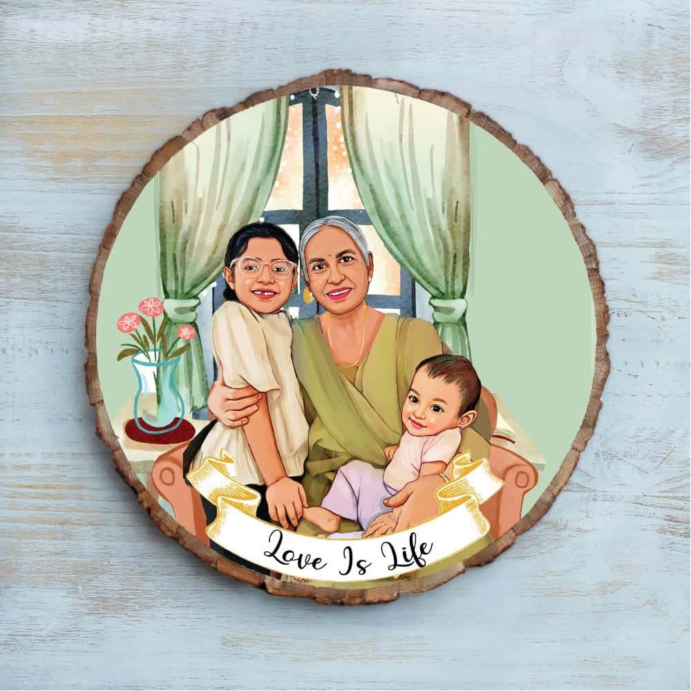 Photo Caricature Nameplate - Family Time - Grandma's World