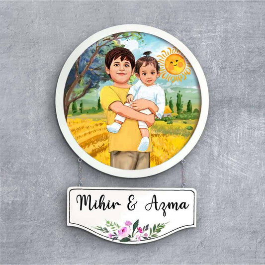 Photo Caricature Nameplate - Childhood - Little Buddies