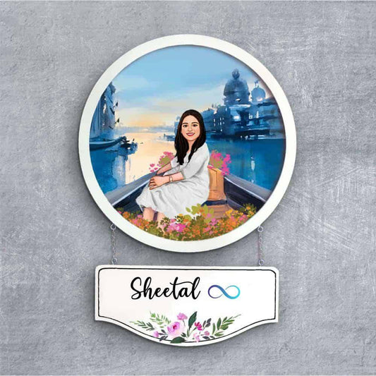 Photo Caricature Nameplate - Picture Perfect - Serene Boat Ride