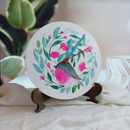 Bird Floral - Hand-painted Table Clock