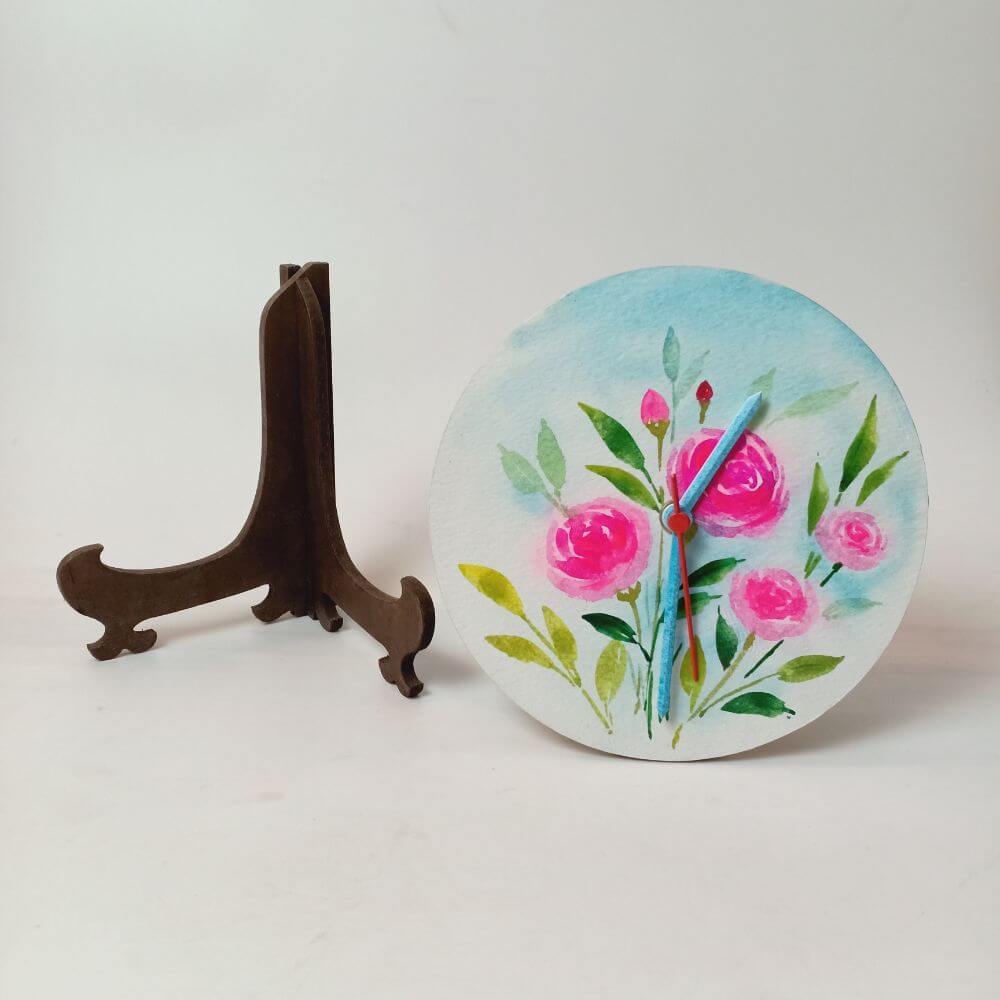 Floral Blast - Hand-painted Table Clock