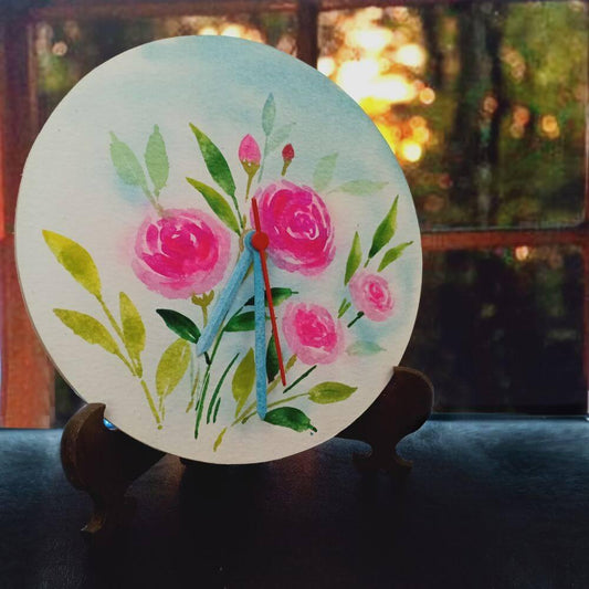 Floral Blast - Hand-painted Table Clock