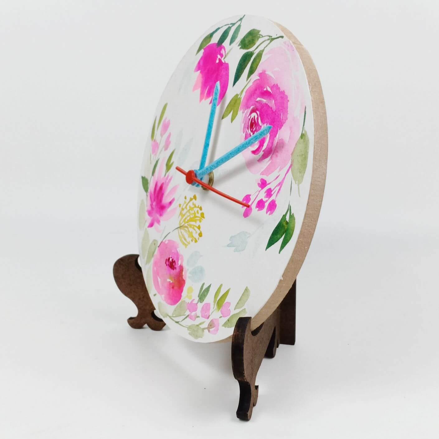 Floral Bliss - Hand-painted Table Clock