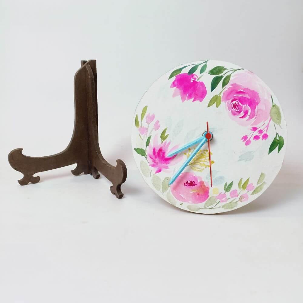 Floral Bliss - Hand-painted Table Clock