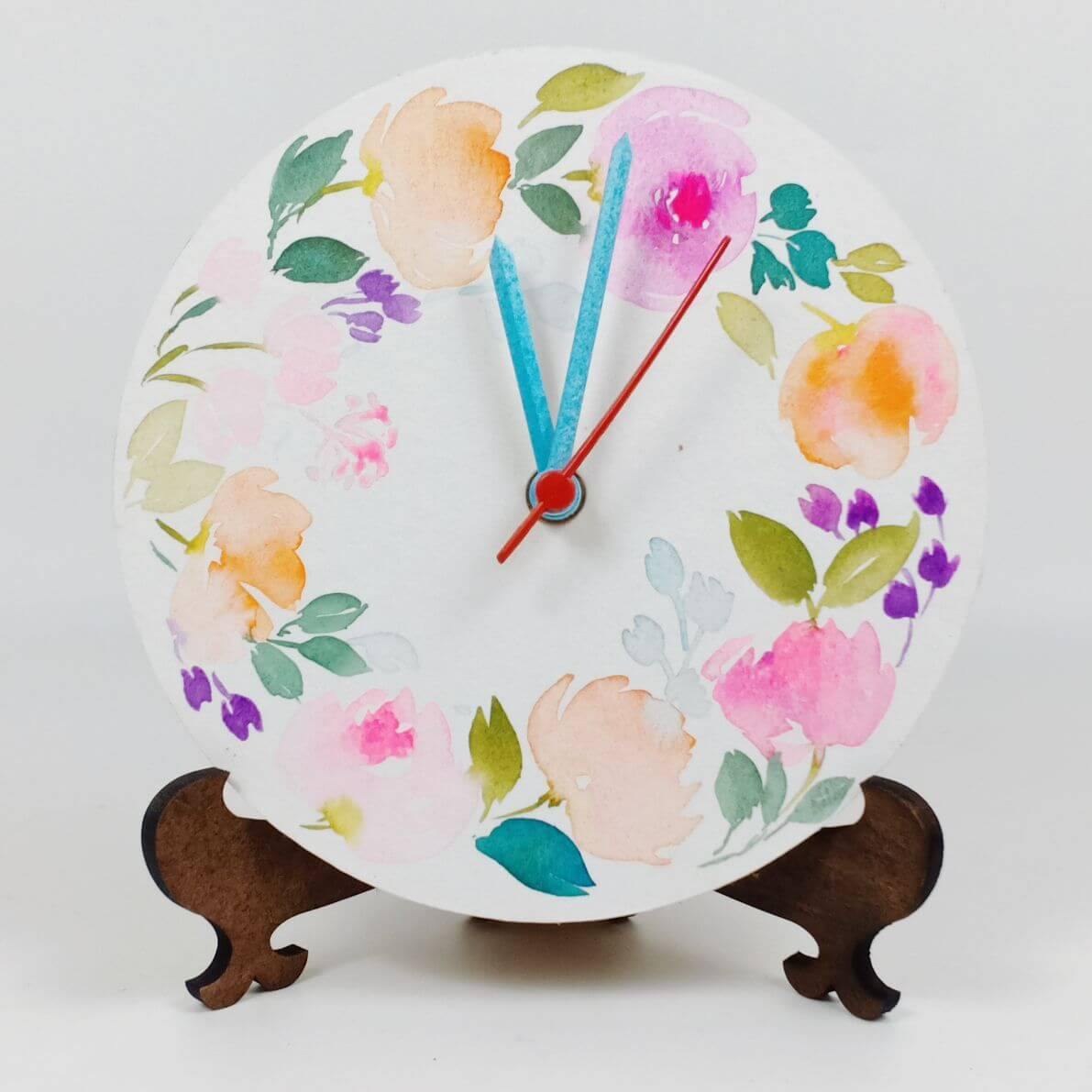 Floral Bouquet - Hand-painted Table Clock