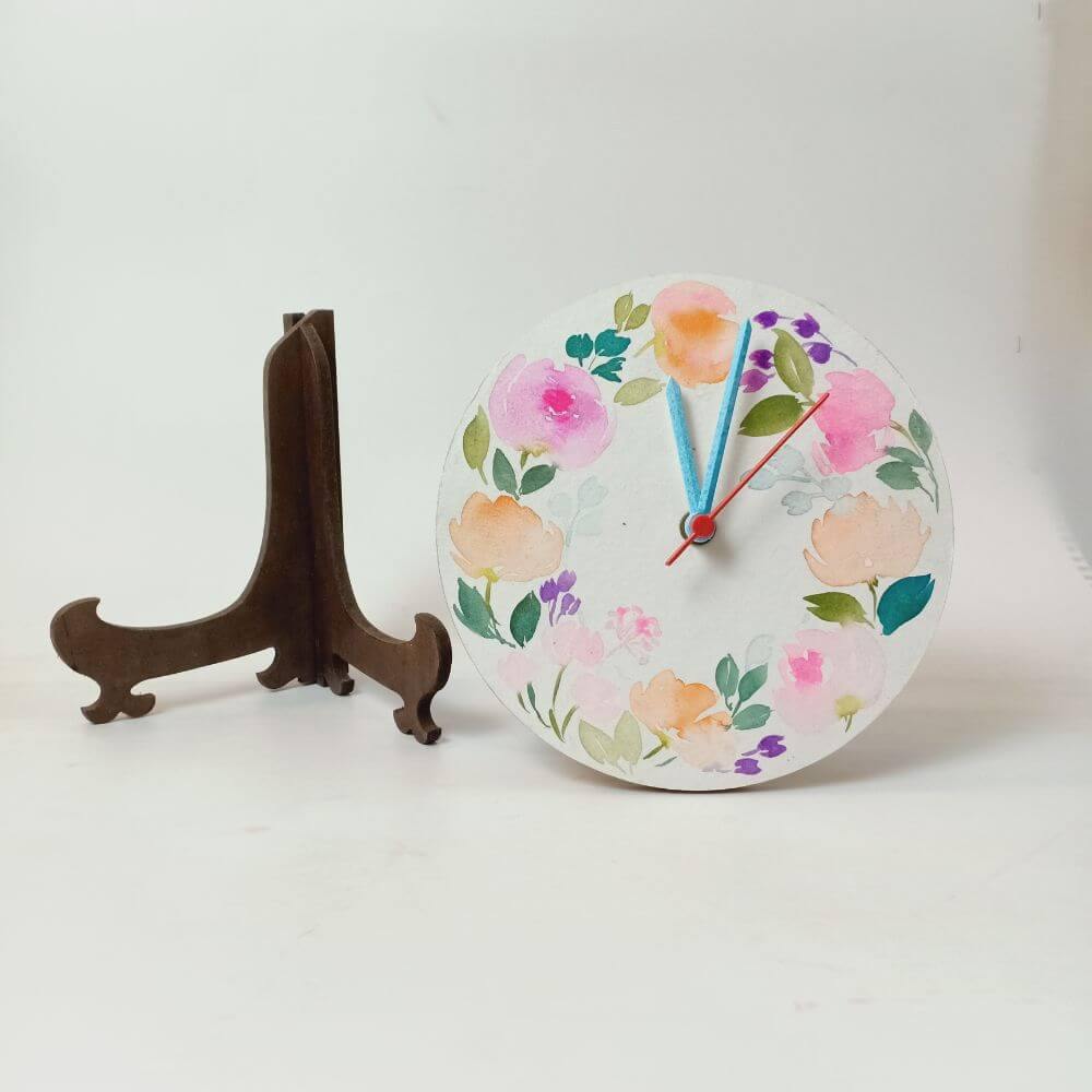 Floral Bouquet - Hand-painted Table Clock