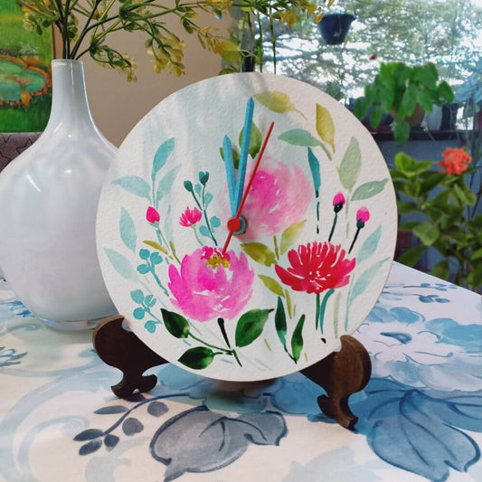 Floral - Hand-painted Table Clock