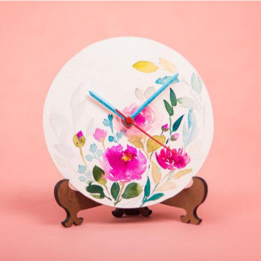 Floral - Hand-painted Table Clock