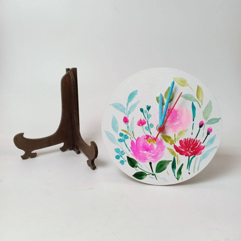 Floral - Hand-painted Table Clock