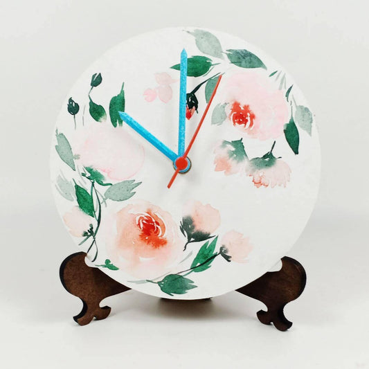 Pastel Flower - Hand-painted Table Clock
