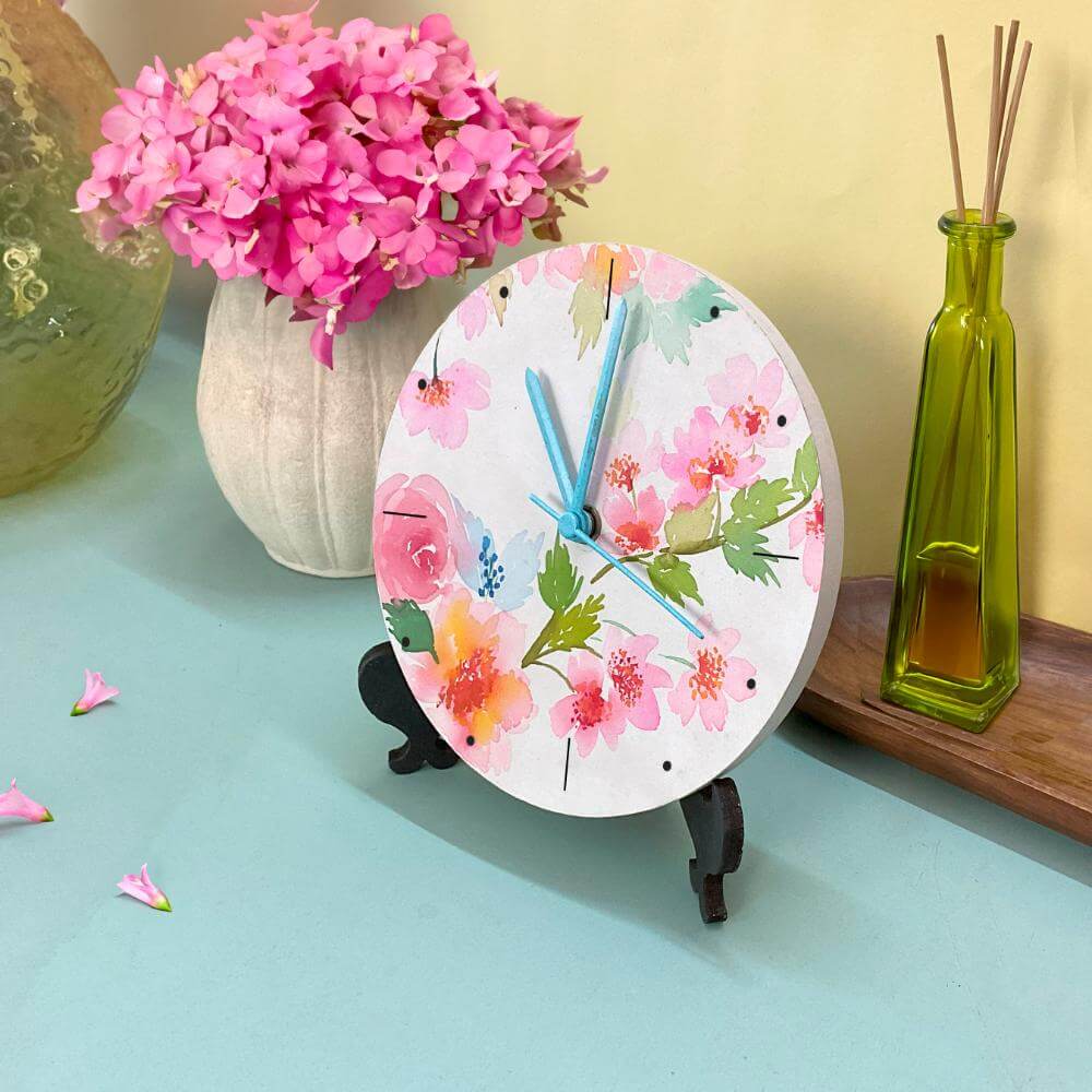 Floral Bliss Table Clock