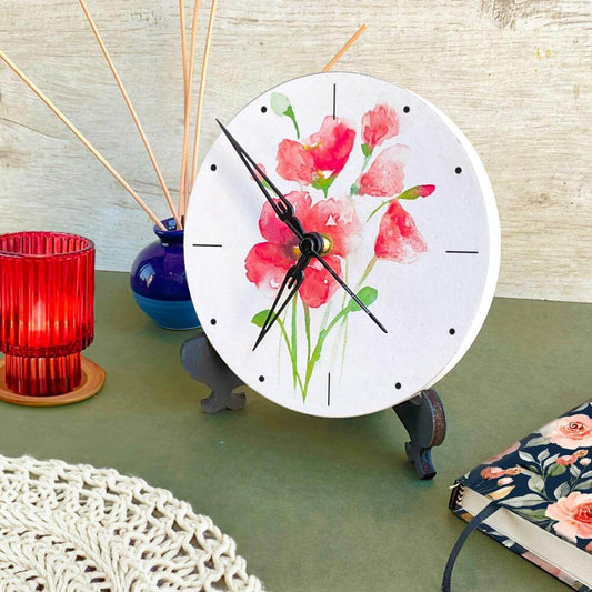 Red Petals Table Clock