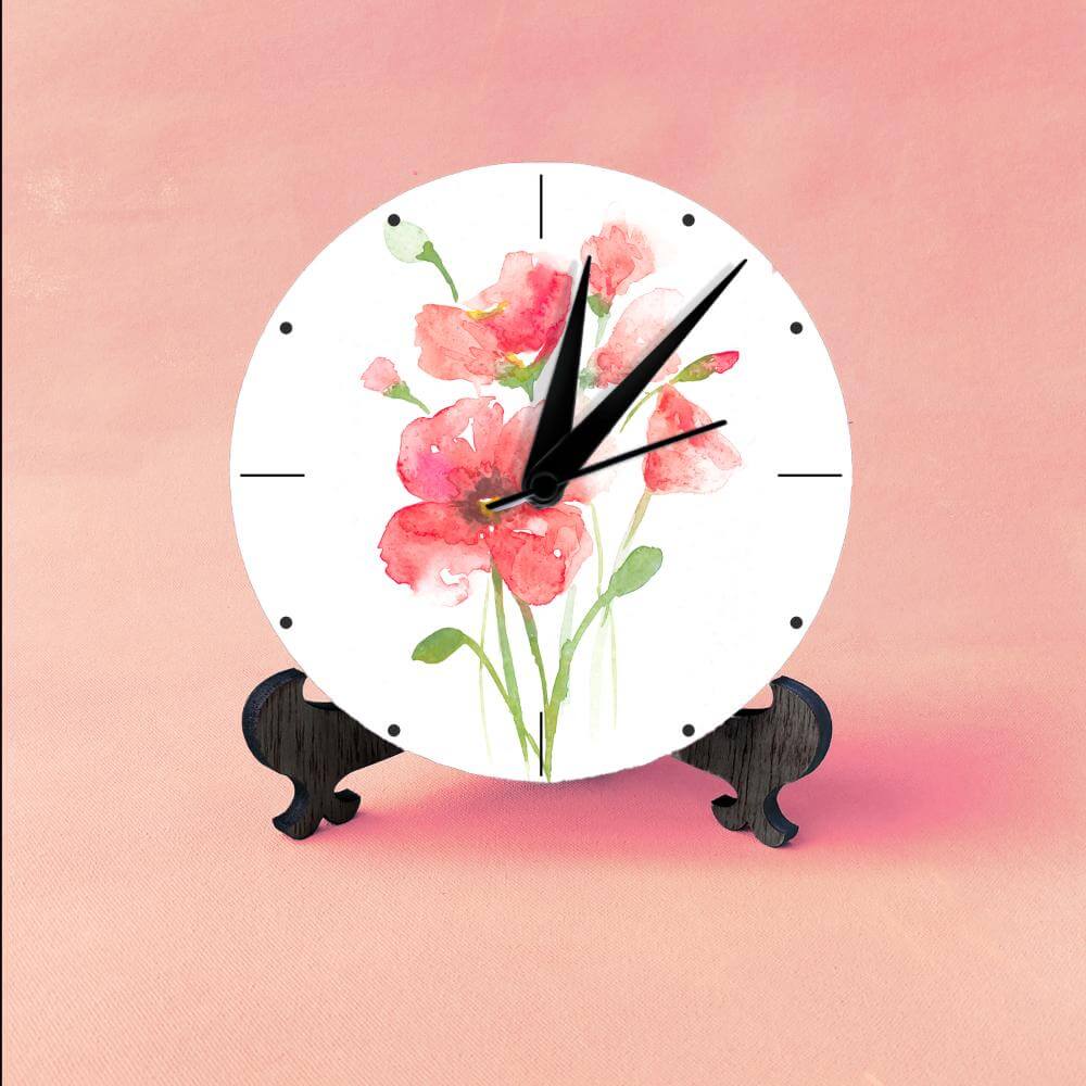 Red Petals Table Clock