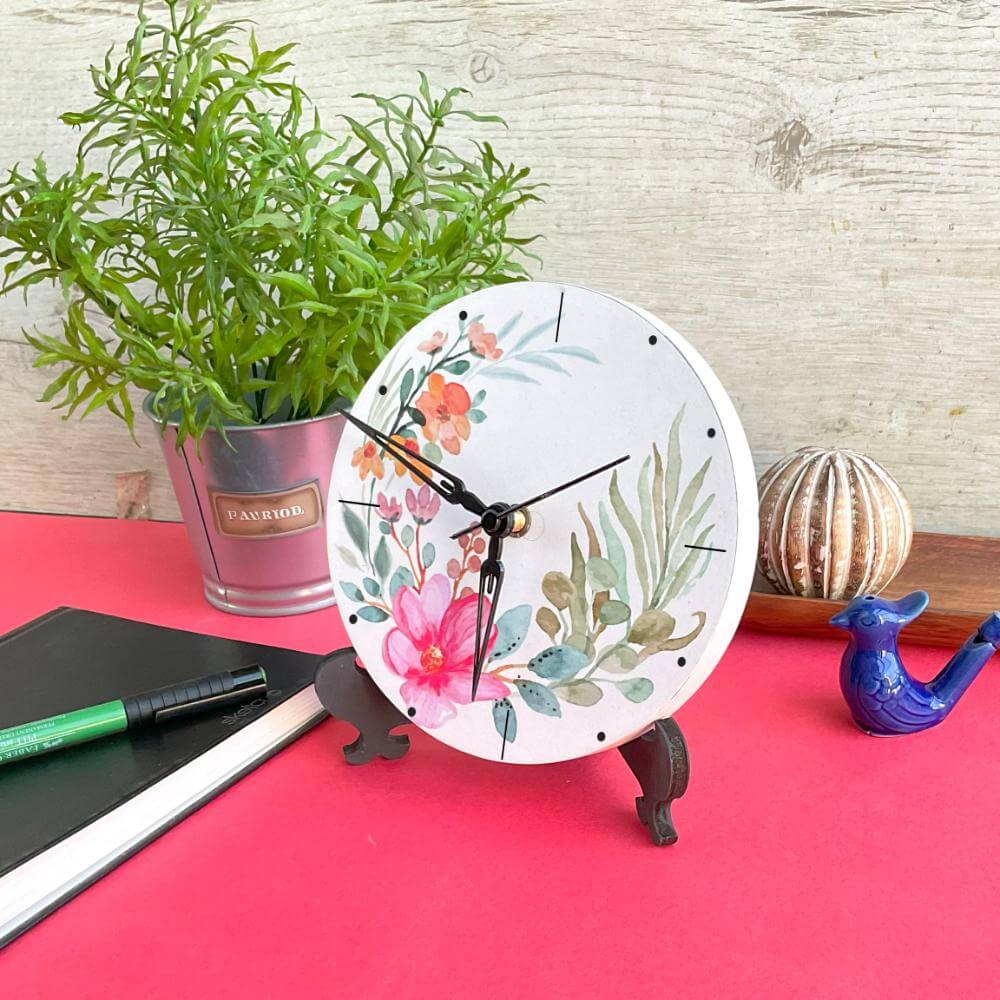 Floral Prints Table Clock