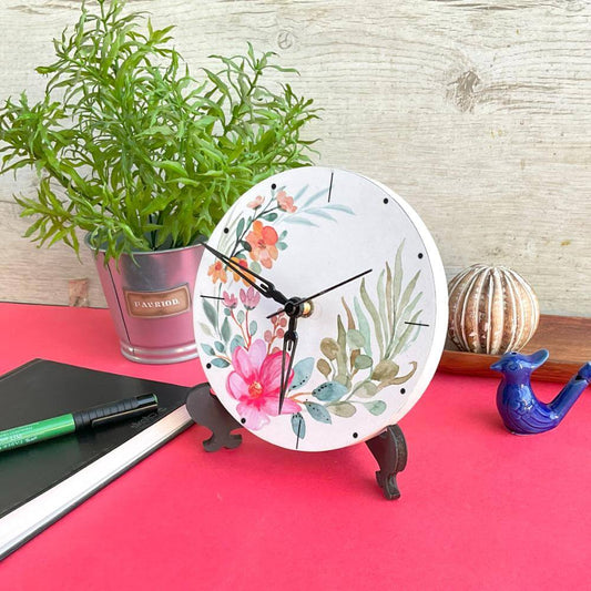 Floral Prints Table Clock