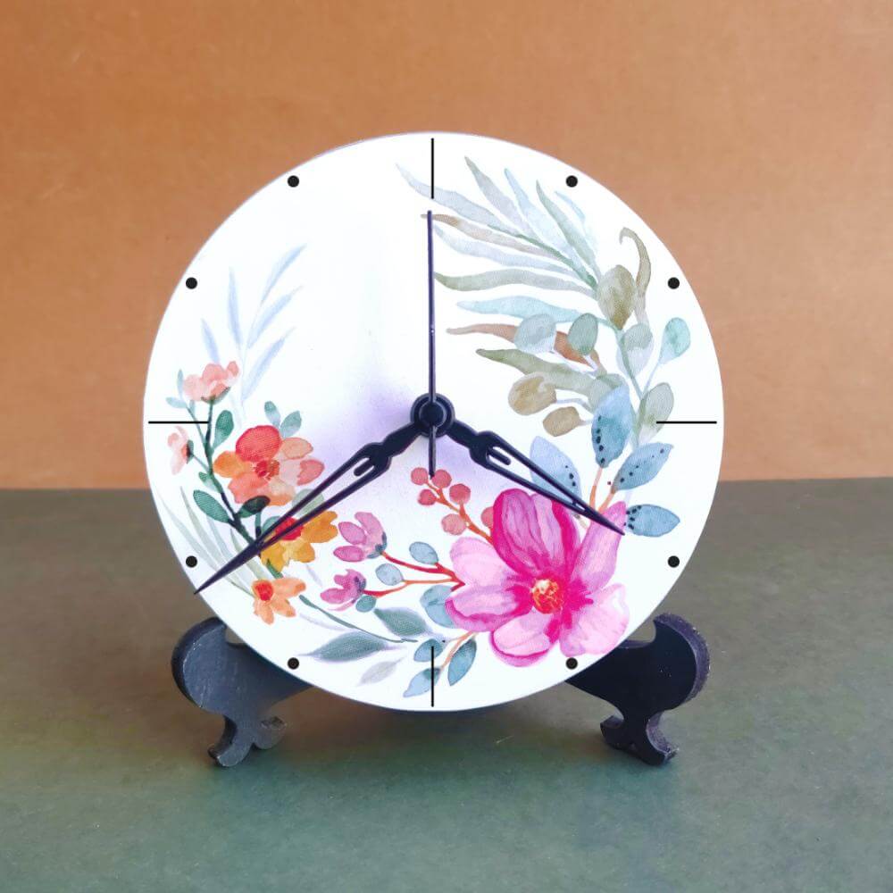 Floral Prints Table Clock
