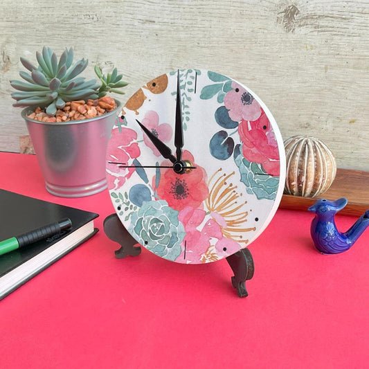 Flower Accents Table Clock